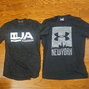 Under Armour Black and Dark Gray Graphic Tees